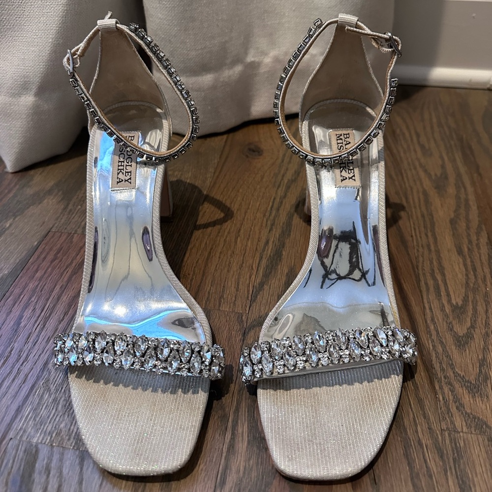 Badgley Mischka Silver Crystal Heels